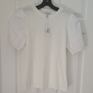 NEW! 10 Crosby Derek Lam White Puff Sleeve Tee